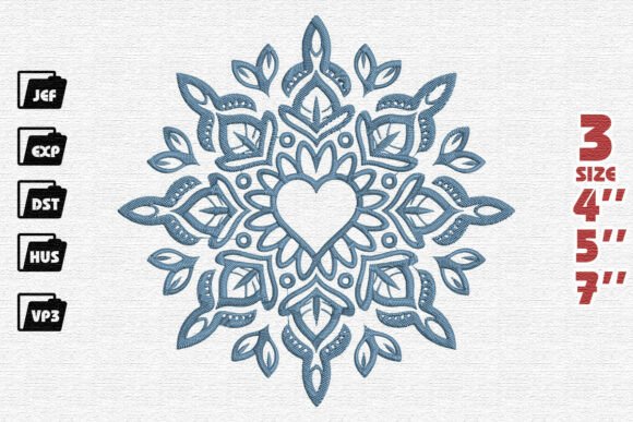 Elegant Heart Snowflake Mandala Embroidery Design Review